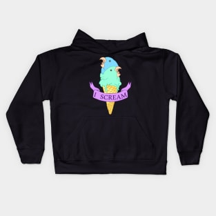 I scream Ice cream Blue and Turquoise parrotlet Kids Hoodie